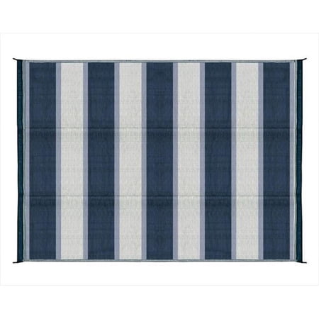 42871 6 x 9 Ft. Reversible Outdoor Mat-Blue Stripe