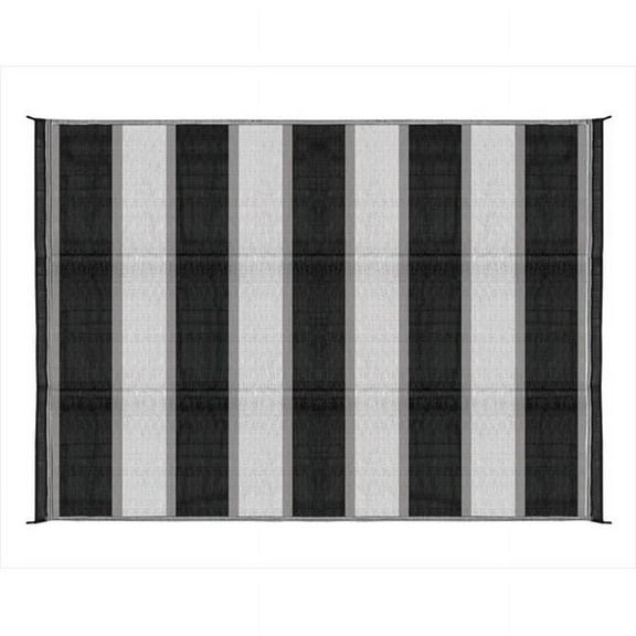 42873 6 x 9 Ft. Reversible Outdoor Mat-Charcoal Stripe