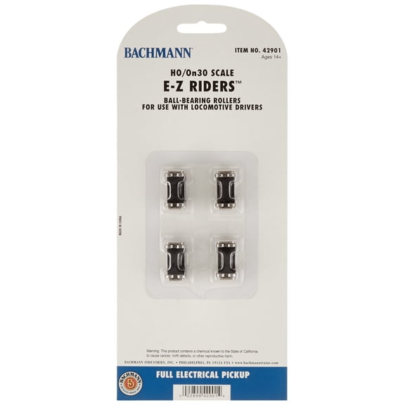 42901 E-Z Riders w/Ball Bearing Rollers HO/On30 (4) Multi-Colored