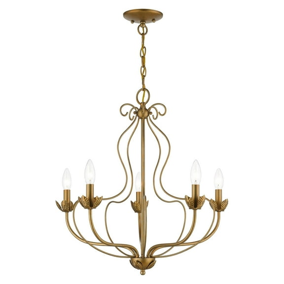 42905-48 Livex Lighting Katarina - 5 Light Chandelier In Transitional Style-23 Inches Tall and 23 Inches Wide-Antique Gold Leaf Finish    -Traditional