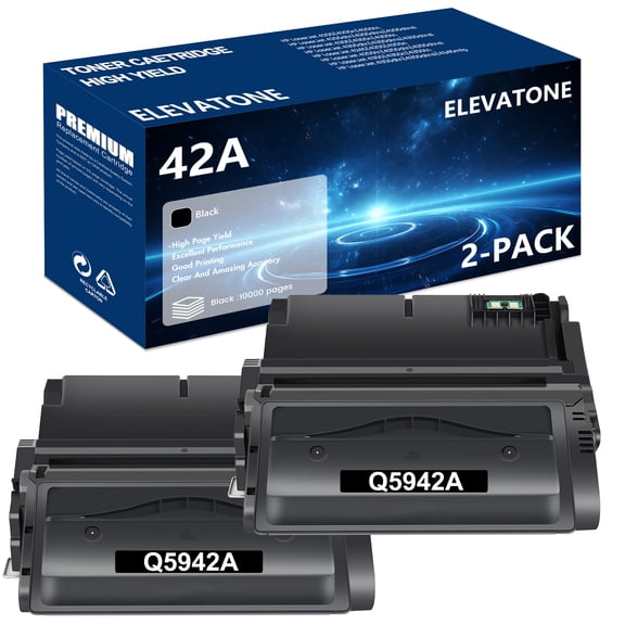 42A 42X Toner Cartridges Compatible for HP 42A Q5942A for LaserJet 4240n 4250 4250n 4250tn 4250dtn 4350 4350n 4350tn 4350dtn Series Printer (Black 2-Pack)
