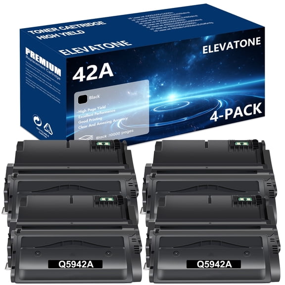 42A 42X Toner Cartridges Compatible for HP 42A Q5942A for LaserJet 4240n 4250 4250n 4250tn 4250dtn 4350 4350n 4350tn 4350dtn Series Printer (Black 4-Pack)