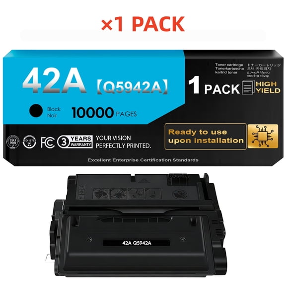 42A Black Toner Cartridge [with Chip] Compatible for 42A Q5942A 42X Q5942X for 4240n 4250 4250n 4250tn 4250dtn 4350 4350n 4350tn 4350dtn Printer Ink (1 Pack)