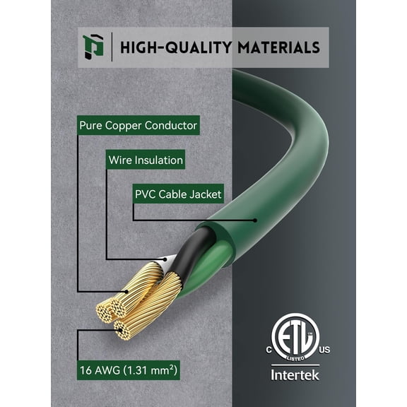 42FT Outdoor Extension Cord with Multiple Outlets, 1 to 3 Splitter Max 30 FT End to Male Plug (Total 42FT) 16/3 SJTW Waterproof Power Cord for Halloween Christmas, ETL Listed, Green