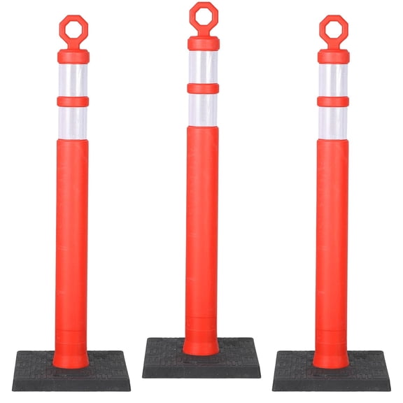 42In Orange Traffic Delineator Cones 3-Pack - Weighted Base Reflective Collar