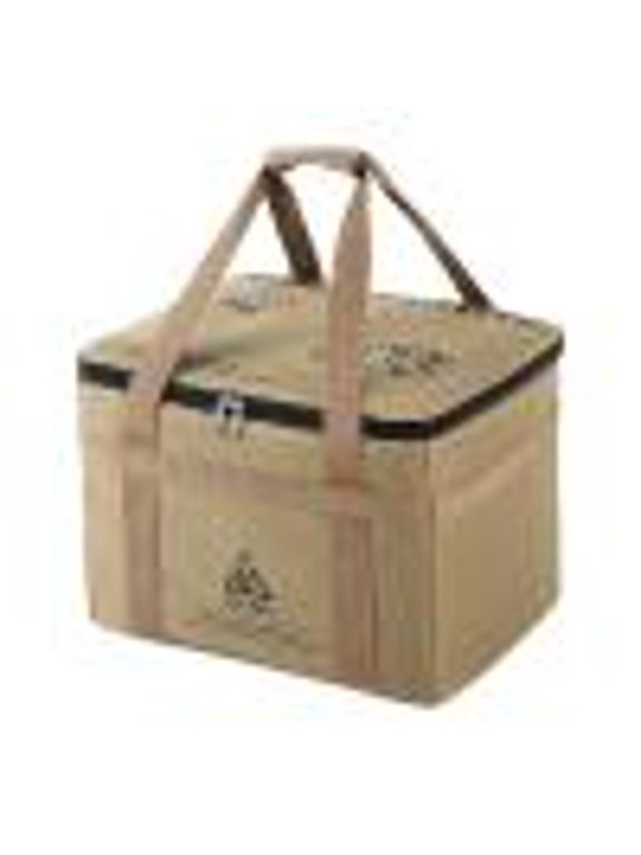 42L Camping Kitchen Organizer Bag, Waterproof Storage Bag with Adjustable Strap, Utility Tote Bag for Outdoor Travel, Khaki