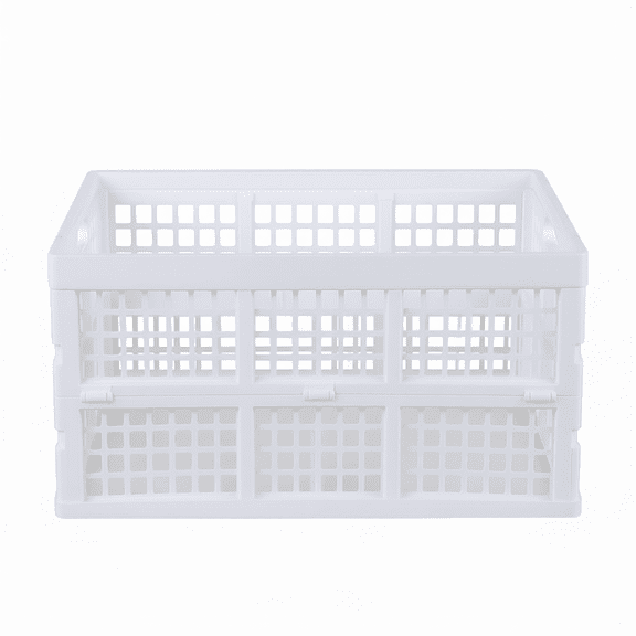 42L Plastic Folding Storage Crates, Collapsible Crate Bin, 4-Pack