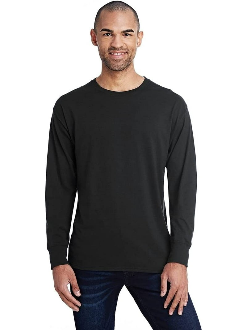 42L0 Hanes Men's X-Temp Long-Sleeve T-Shirt Black S - Walmart.com