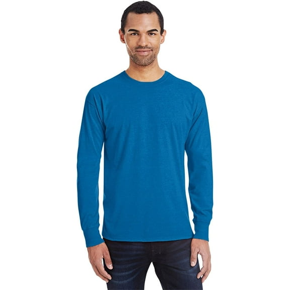 42L0 Hanes Men's X-Temp Long-Sleeve T-Shirt Neon Blue Heather 3XL