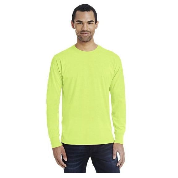 42L0 Hanes Men's X-Temp Long-Sleeve T-Shirt Neon Lemon Heather 3XL