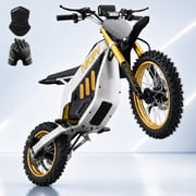 IVFJFV Electric Dirt Bike, Peak 3000W Motor with 48V 30Ah Battery, Full Suspension Shock Absorption, All-Terrain Dirt Bike for 16+ Years, Max Speed 42 MPH, Off-Road Use Only,Gold