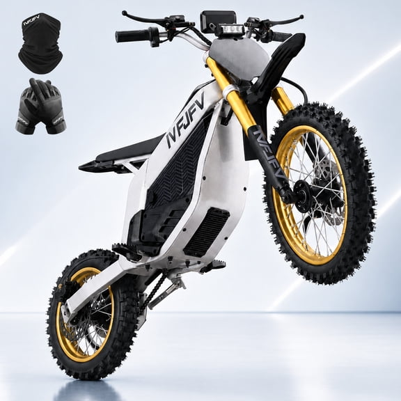 42MPH Electric Dirt Bike,E-dirt Bike with 3000W Motor & 30AH Battery,IVFJFV Powered Ride on Car Full Suspension Shock Absorbing ,All Terrain Electric Motorcycle for Adults and Teens 16+,Black