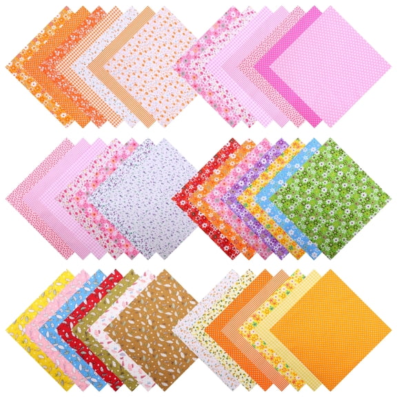42PCS 10x10 inch Charm Pack Cotton Fabric Bundle - Pre-cut, Assorted Floral & Geometric Patterns for Quilting, Sewing & DIY Projects - Soft, Durable Pure Cotton Square Set