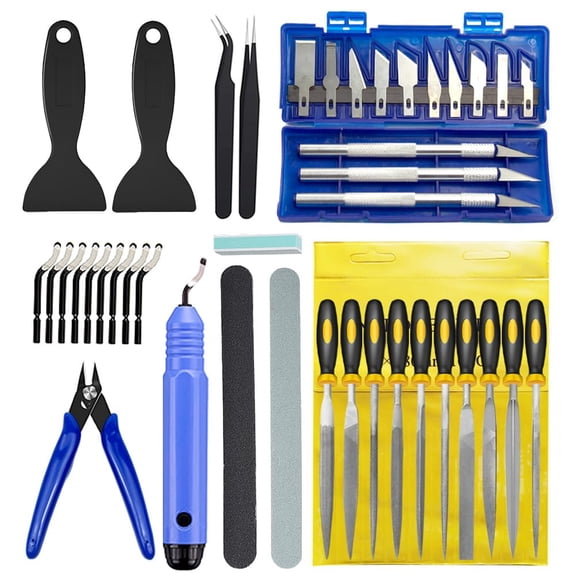 42PCS 3D Printer Tools Kit, 3D Printer Accessories with Deburring Tool, Diamond Files, Pliers, Carving Knife Set and Scraper for 3D Print Removal, Smoothing, Finishing, Model Building