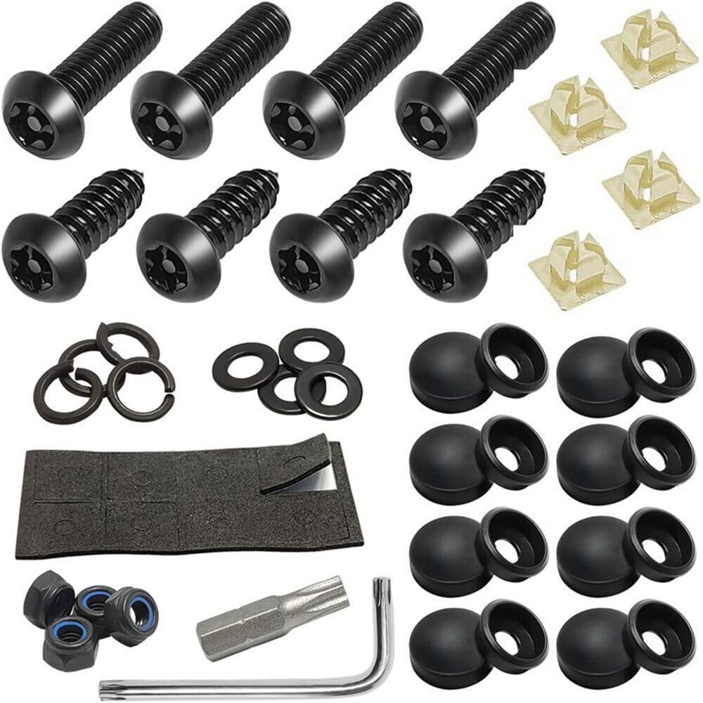 42PCS Anti Theft License Plate Screws Stainless Steel Bolts Caps Car Fasteners Kit
