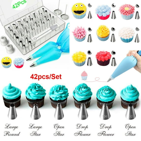 42PCS Cake Decorating Tools Kit Cupcake Piping Tips Pastry Icing Bags Nozzles US