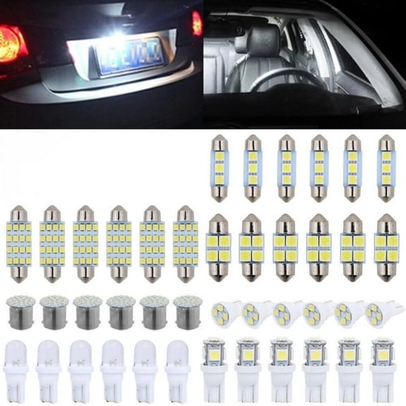 42PCS Car Interior Combo LED Map Dome Door Trunk License Plate Light Bulbs White