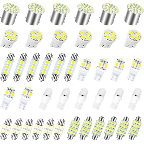 42PCS Car LED Interior Lights Kit, High Brightness T10 LED Bulbs, White Reading & License Plate Lights, Universal Replacement for Cars