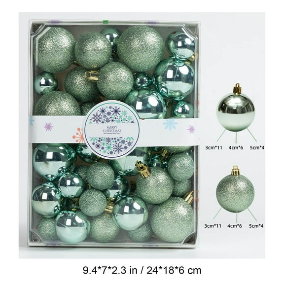 42PCS Christmas Ornament Christmas Tree Ornament 42PCS Christmas Balls In 3/4/5CM Color Box Christmas Tree Decoration Electroplated Sparkling Powder Balls 42PCS Gift Box