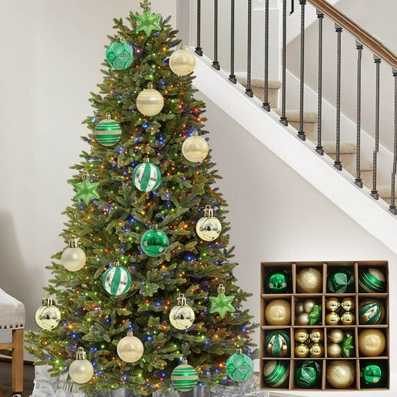 42PCS Christmas Tree Ornaments Shatterproof Hanging Balls Set, Glittering & Colorful Xmas Tree Decorations for Holiday Home Party Festival Decor