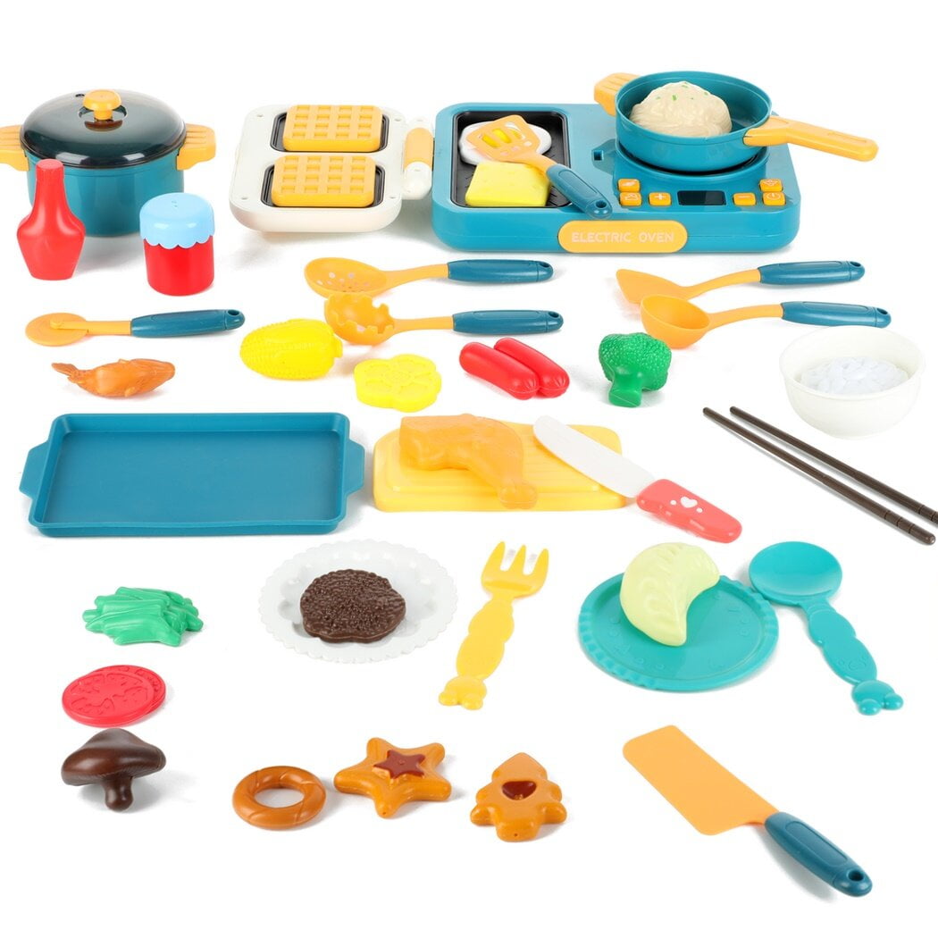 42PCS Play Kitchen Accessories Set, Pretend Food Cooking Play Toys with Induction Cooktop, Cooking Utensils, Cookware Pots and Pans, Kitchen Playset for Kids