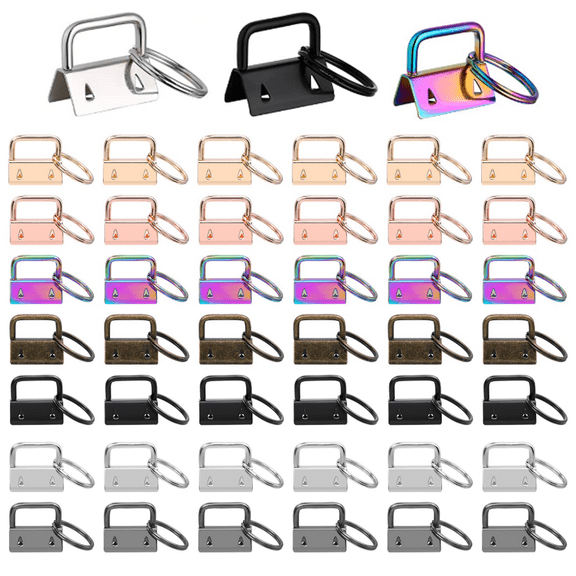 42Pcs 7 Colors Key Fob Hardware Wristlet Set Wrist Key Chain Wristlet Sets with Split Rings Key Rings (1 Inch)