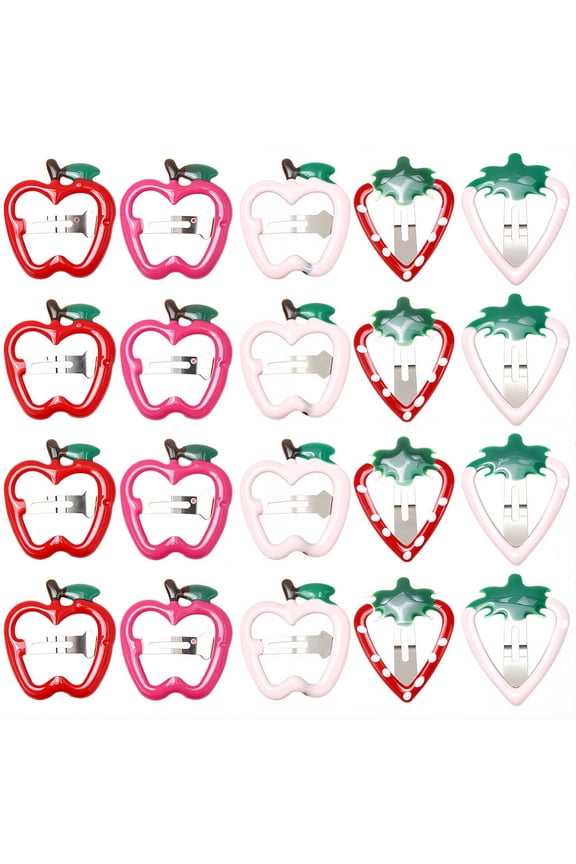 42Pcs 7 Styles Iron Enamel Snap Hair Clips Hair Accessories for Girls Fruit Mixed Shapes 35.5x28x2mm 6pcs/style