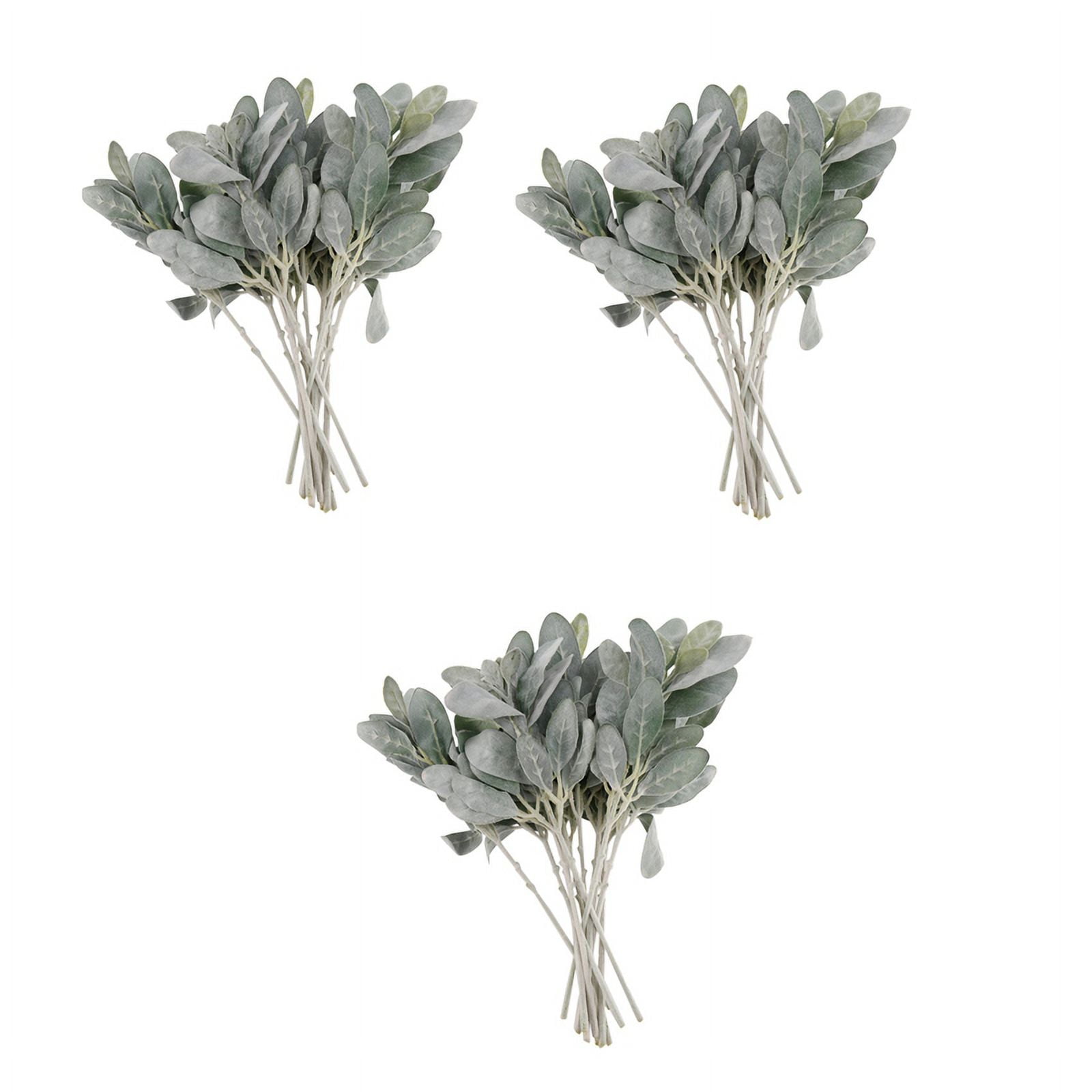 42Pcs Artificial Flocked Greenery Leaves Short Stems,Faux Lambs Ear Greenery Urn Filler Greenery