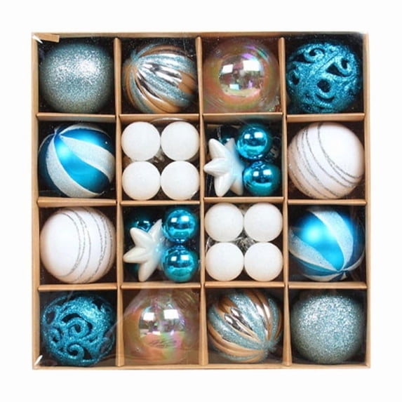 42Pcs Christmas Baubles Balls Ornaments Set Color Theme Painting & Glittering Xmas Tree Pendants Decorative Hanging
