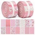 42Pcs Fabric Roll Strips, 2.5x20 Inch, Pink Floral & Plaid Printed ...