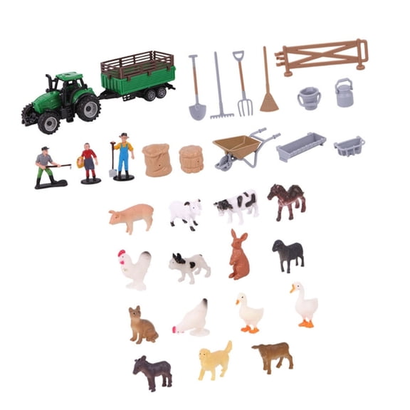 42Pcs Farm Animal Figurines Playset with Realistic Animals and Fences, Educational Learning Toy for Birthday