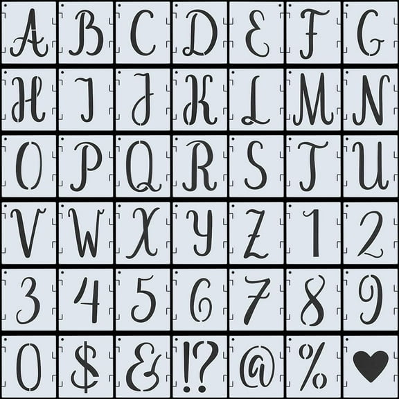 42Pcs Letter Alabet Stencils 5 Inch Letter and Numbers Templates Art Letter Stencils Punctuation Marks Symbol Craft Stencils for Wood Signage Wall Glass Canvas Scrapbook DIY Painting