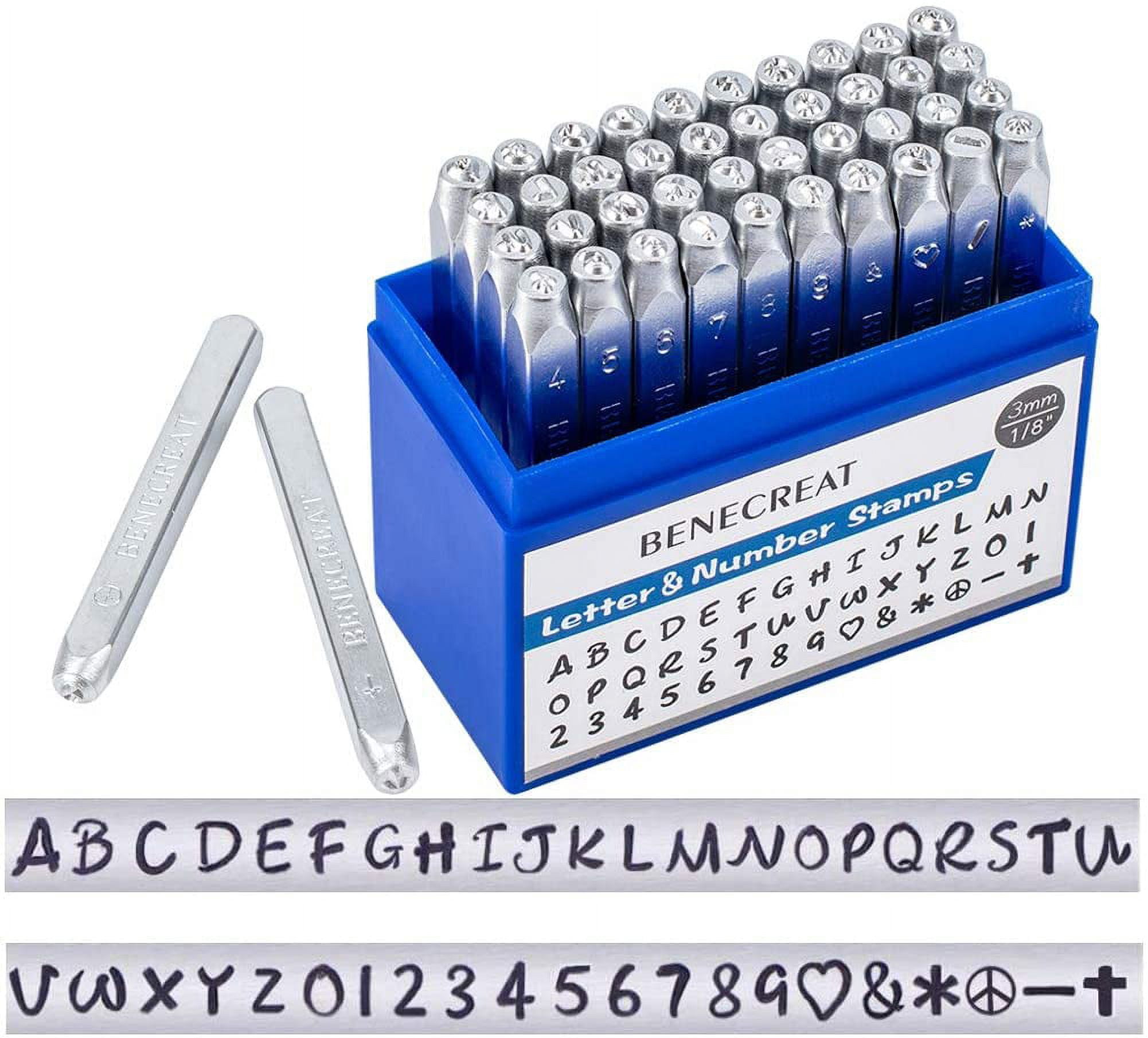 BESTNULE 42PCS Metal Stamping Kit, Number and Letter Stamp Set (A-Z, 0-9  and&,Love Symbol), Hardened Carbon Steel