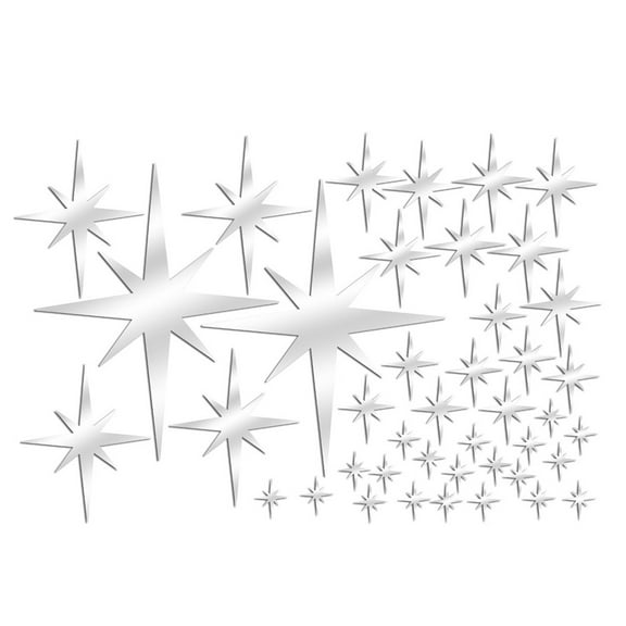 42Pcs Mirror Wall Stickers Removable Star Wall Stickers Acrylic Wall Stickers