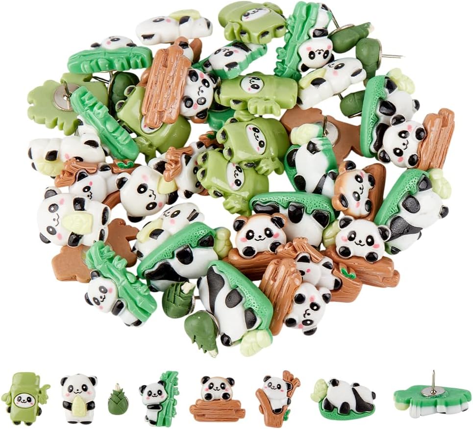 42Pcs Panda Push Pins Decorative Resin Panda Thumbtacks 7 Styles Fun ...