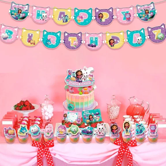 42Pcs Party Decorations Kids Birthday Party Banner Cartoon Themed Kit Balloons