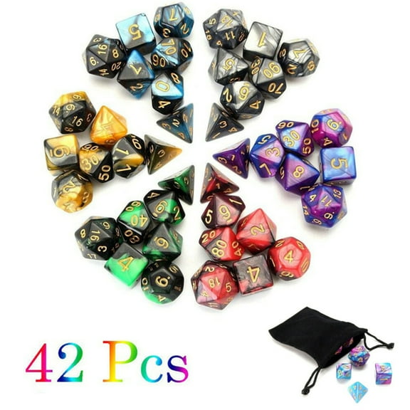 42Pcs Polyhedral Dice Dungeons & Dragons Board Game Dices Multi Sided Dice Leisure Toys Home Game Accessories