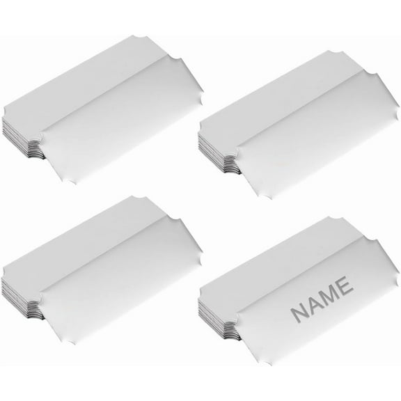 42Pcs Stainless Steel Plate Plaque Blank 3x1 Inch Blank Metal Card Name Tag Frame Name Plates Engraved Brushed Plaque Blank with Adhesive Backing for DIY Laser Printing