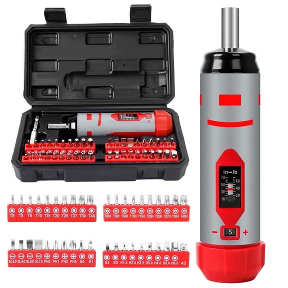 42Pcs Torque Screwdriver Set 10-70 Inch Pounds, 40 Bits - Hex,Torx, Flat,Phillip,Square andTorx Security Bits for Professional Maintenance，Accurizing Scope Mounting and Bicycle Repairing