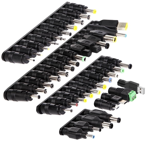 42Pcs Universal Laptop AC DC Power Adapter Kits 5.5 x 2.1mm Plug Jack Tips Connectors Compatible with Lenovo Thinkpad Toshiba Dell & Most Notebooks