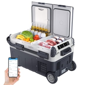 42QT/53QT Dual Zone Portable Car Refrigerator Fast Cooling Electric Cooler with Wireless App Control, Charging Panel & Wheels Perfect for Cars, Trucks, RVs & Camping (-4 to 68)