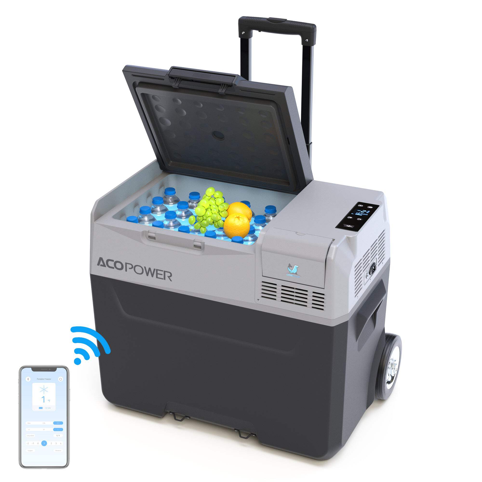 42Qt Car Freezer With App Control And 6'' Off Road Wheels, 12V,45W Cooler Freezer,Low Noice Antique White Gray Plastic