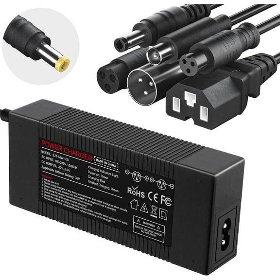 42V 2A Charger with 7 Plugs Universal for 36V Li-ion Battery, Fast Charger Replacement for Razor/Jetson/Voyage/gotrax/ninebot and Most 36V 10S Lithium Battery Device