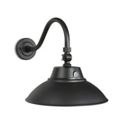 42W/35W/28W LED Black Gooseneck Barn Light Fixture, 14in Diameter with 15.7in. Long Gooseneck Arm, 30K/40K/50K CCT Switching, Dusk to Dawn Photocell, For Outdoor Sign, Porch, and Wall Lighting, 1-Pack
