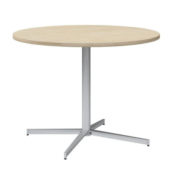 42W Round Conference Table with Metal Base in Natural Elm - Engineered Wood