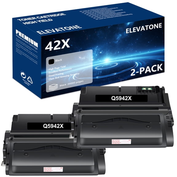 42X 42A Toner Cartridges Compatible for HP 42X Q5942X for LaserJet 4240n 4250 4250n 4250tn 4250dtn 4350 4350n 4350tn 4350dtn Series Printer(2-Pack Black)