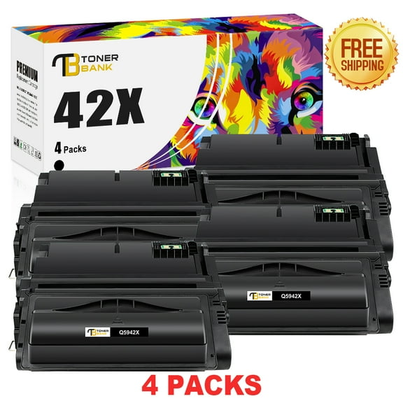 42X Toner Cartridge Compatible for HP 42X 42A Q5942X LaserJet 4250TN 4250N 4250DTN 4350N 4350TN 4350DTN Printer Ink (Black, 4-Pack)
