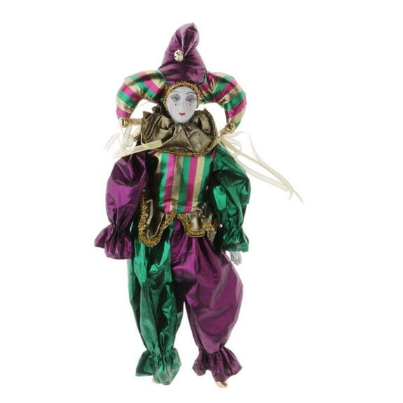 42cm Ceramic Collectibles Pierrot Clowns Doll Festival Gift Photo Prop - Multicolor, as described