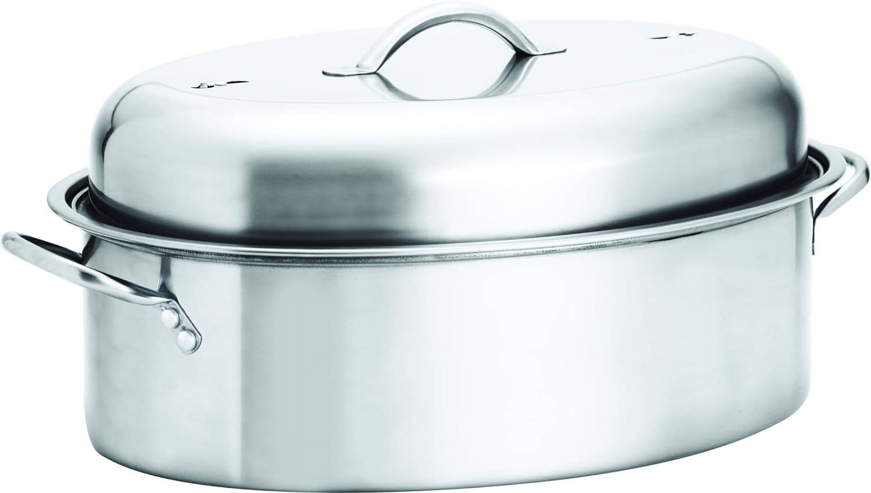 16.5 Stainless Steel Oval Turkey Roaster With Rack & Lid – R & B Import