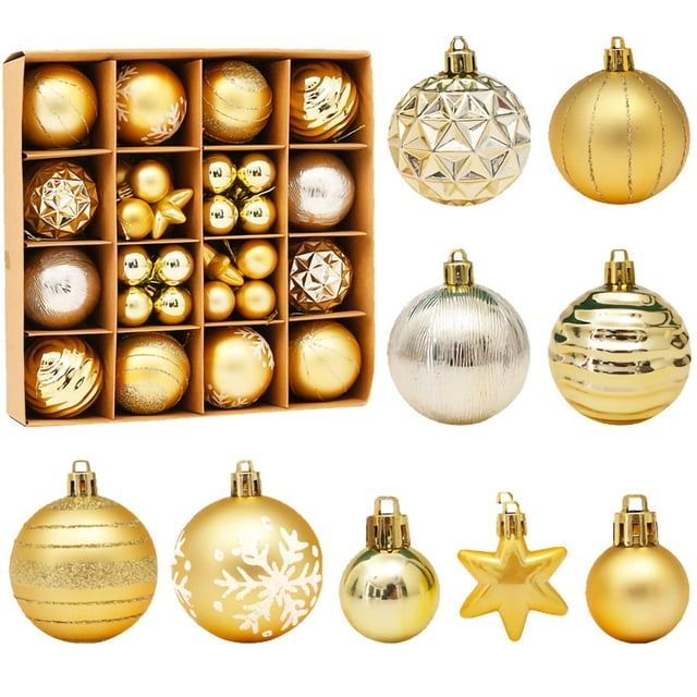 42ct Christmas Ball Ornaments, Christmas Gold Ball Ornaments for Tree ...